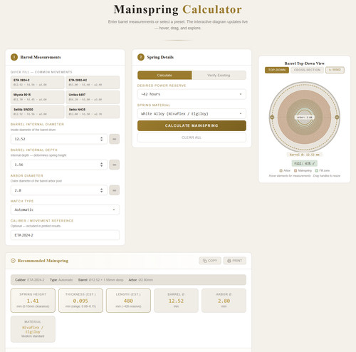 Watch mainspring size - mainspring,